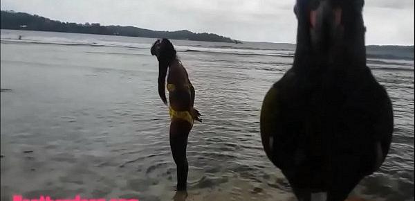  HD Ameteur Tiny Thai Teen Heather Deep day at the beach gives deepthroat Throatpie Swallow new